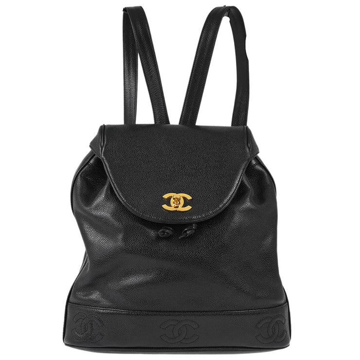 Chanel Black Caviar Triple CC Backpack