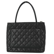 Chanel Black Caviar Medallion Tote Handbag