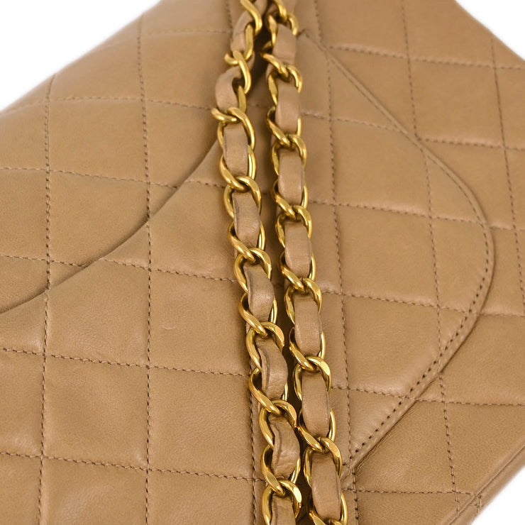 Chanel Beige Lambskin Medium Classic Double Flap Shoulder Bag