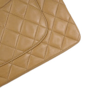 Chanel Beige Lambskin Medium Classic Double Flap Shoulder Bag