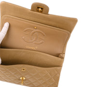 Chanel Beige Lambskin Medium Classic Double Flap Shoulder Bag