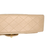 Chanel Beige Lambskin Medium Classic Double Flap Shoulder Bag