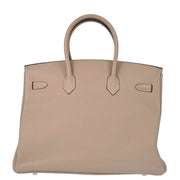 Hermes Gris Tourterelle Taurillon Clemence Birkin 35 Handbag