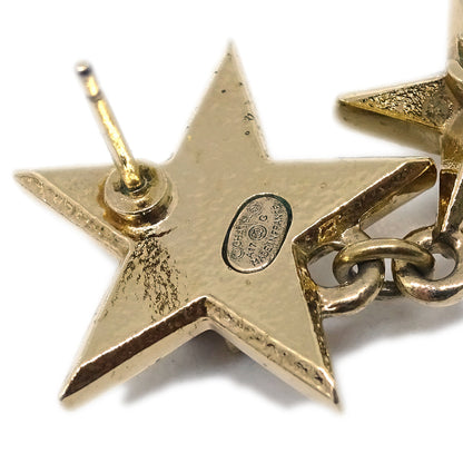 Chanel 2017 Star Dangle Piercing Earrings Gold A17C