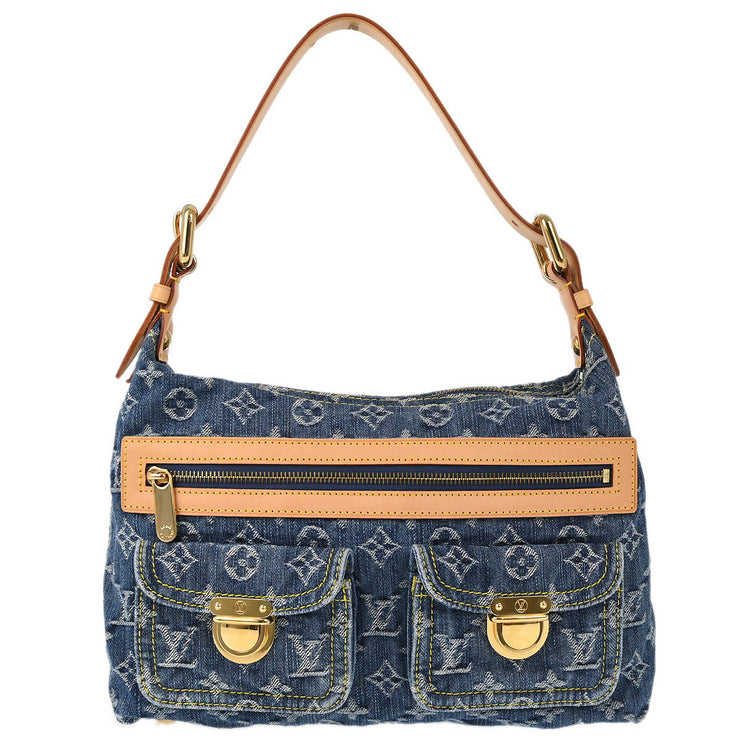 Louis Vuitton 2006 Blue Monogram Denim Baggy PM Shoulder Bag M95049