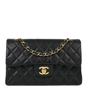 Chanel Black Lambskin Small Classic Double Flap Shoulder Bag