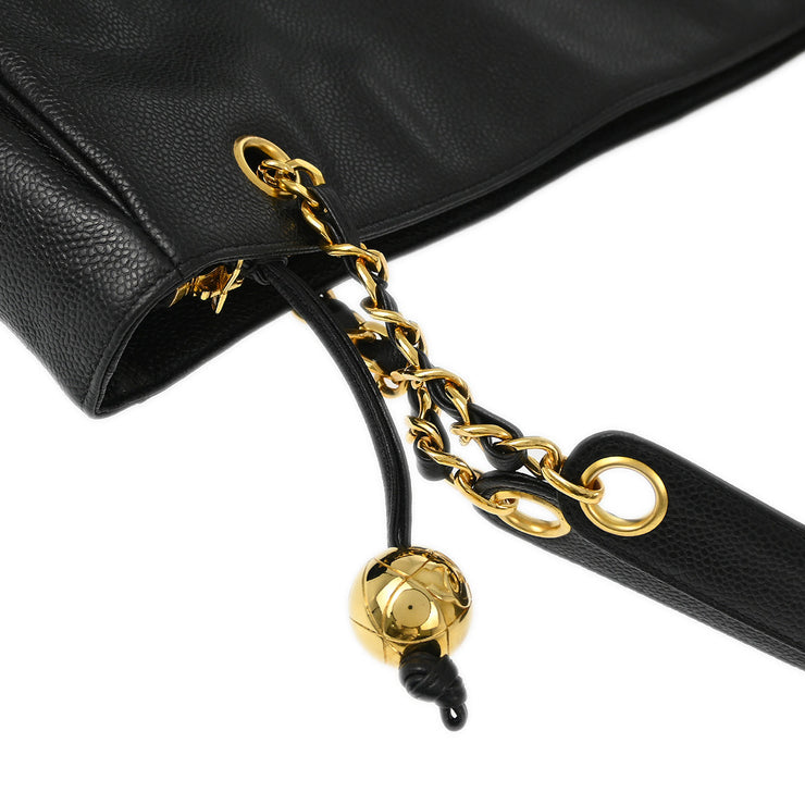 Chanel Black Caviar Chain Shoulder Tote Bag