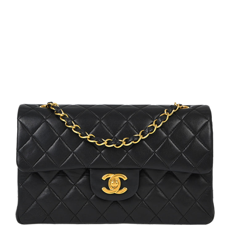 Chanel Black Lambskin Small Classic Double Flap Shoulder Bag