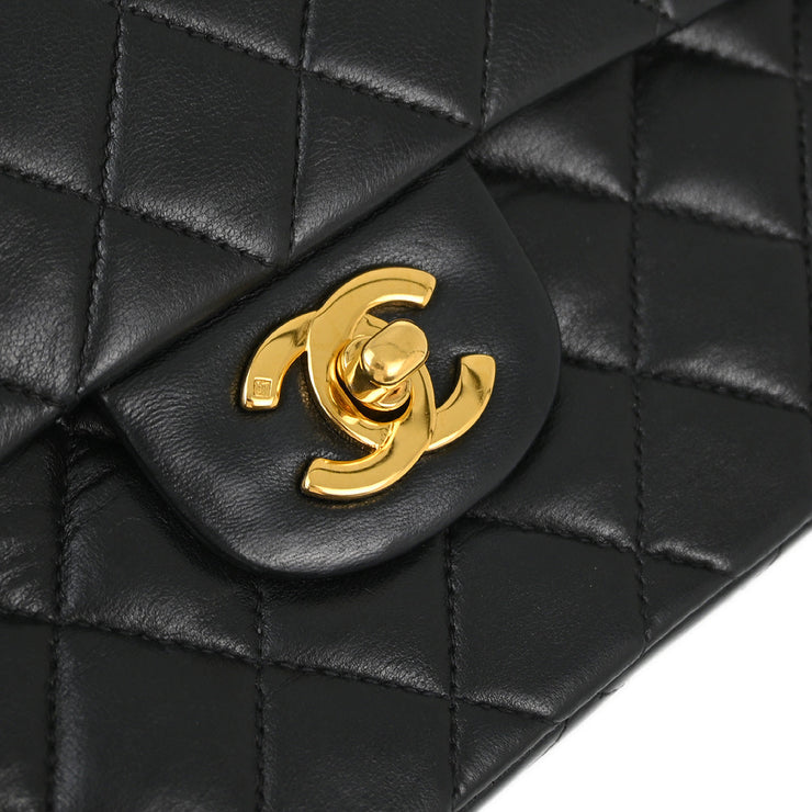 Chanel Black Lambskin Small Classic Double Flap Shoulder Bag