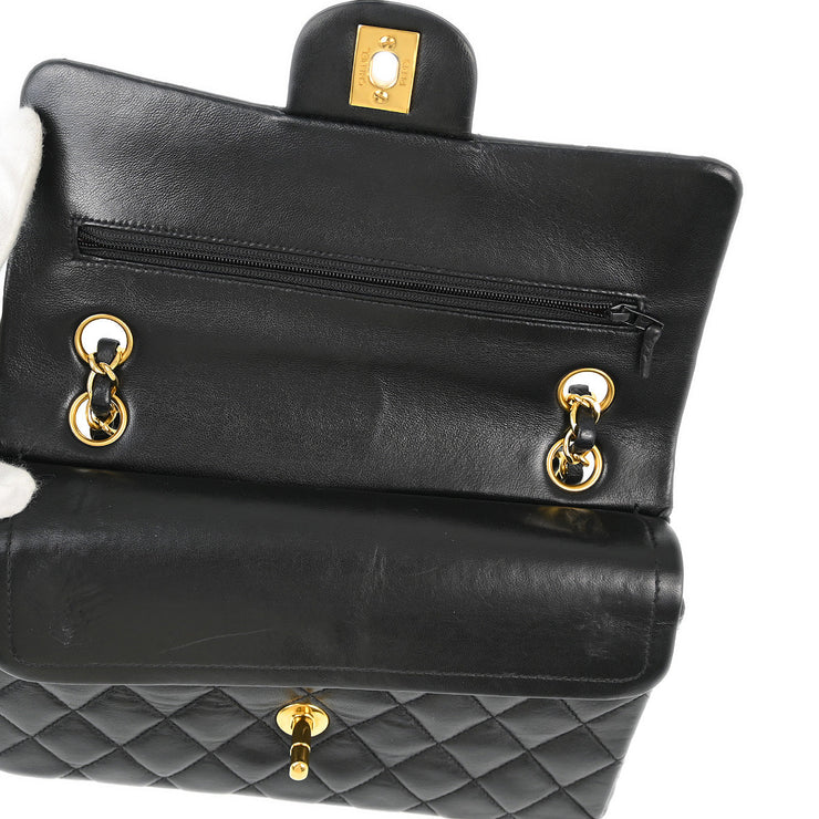 Chanel Black Lambskin Small Classic Double Flap Shoulder Bag