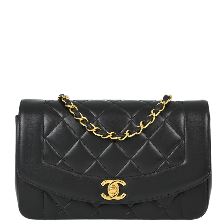 Chanel Black Lambskin Small Diana Shoulder Bag