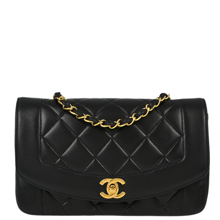 Chanel Black Lambskin Small Diana Shoulder Bag