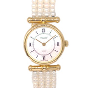 Van Cleef & Arpels Fantasy Round Quartz Watch 18KYG Artificial Pearl