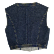 Chanel Vest Denim Jacket Indigo #36