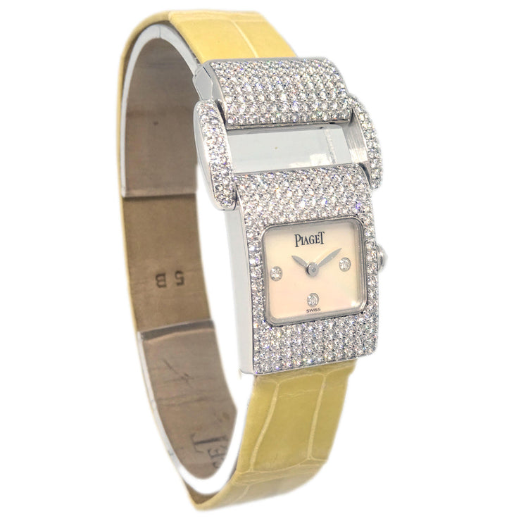 Piaget Miss Protocole Ref.5225 Quartz Watch 18KWG Diamond Beige