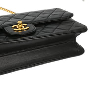 Chanel Black Lambskin Single Flap Shoulder Bag