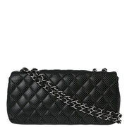 Chanel Black Punched Lambskin East West Shoulder Bag