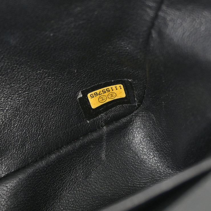 Chanel Black Punched Lambskin East West Shoulder Bag