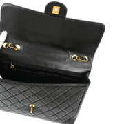 Chanel Black Lambskin Jumbo Classic Flap Shoulder Bag