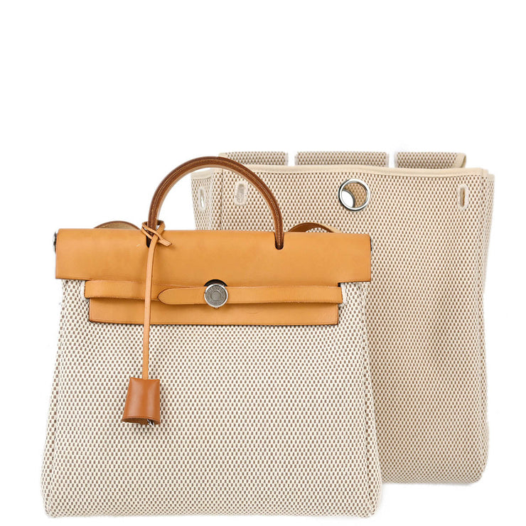 Hermes Natural Brown Toile GM Herbag a Dos Backpack