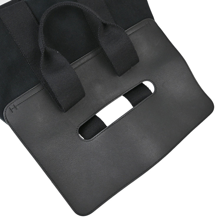 Hermes Black Toile Chevrons Valparaiso PM Tote Bag