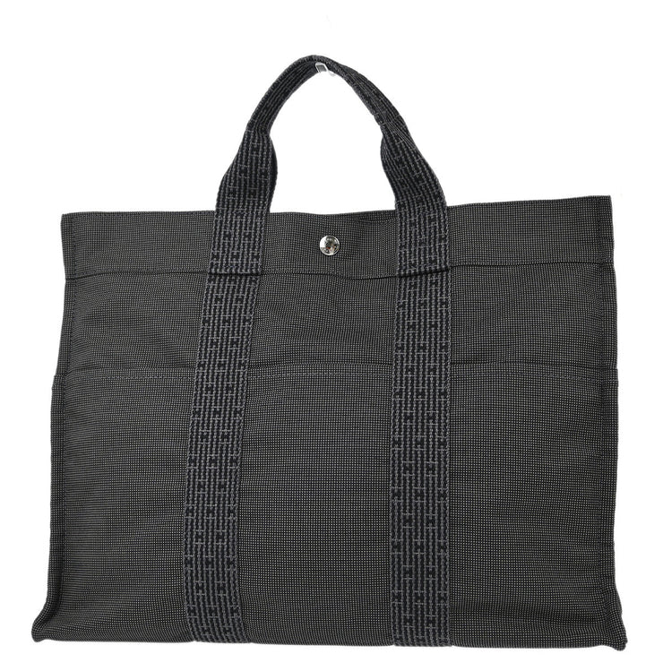 Hermes Gray Canvas Herline Tote MM Bag