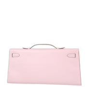 Hermes Rose Dragee Swift Kelly Cut Clutch Handbag