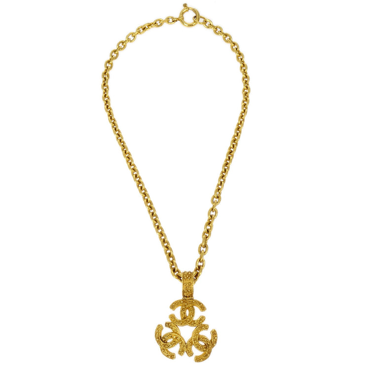 Chanel Triple CC Chain Pendant Necklace Gold 94A