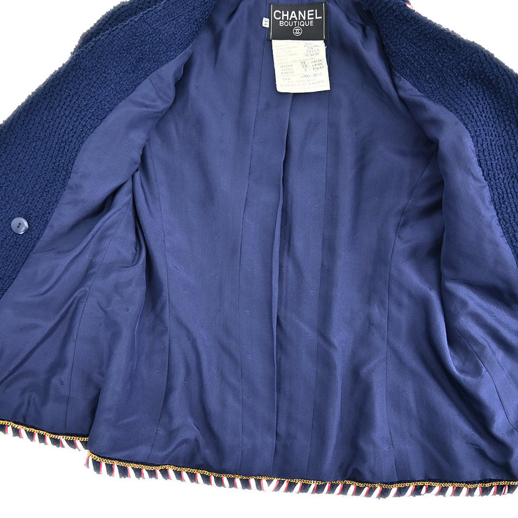 Chanel 1993 Setup Suit Jacket Skirt Navy #34