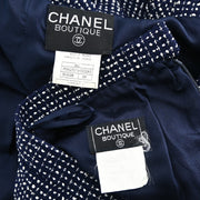 Chanel 1996 Setup Suit Jacket Skirt Navy White #38 #36