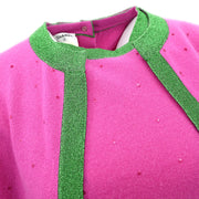 Chanel 1996  Ensemble Cardigan Short Sleeve Top Pink #38