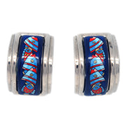 Hermes Silver Enamel Cloisonne Earrings Clip-On