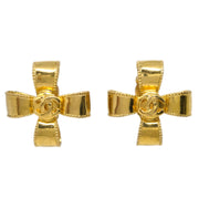 Chanel Cross Earrings Clip-On Gold 97A