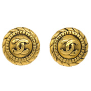 Chanel Button Earrings Clip-On Gold 2399