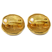 Chanel Lion Button Earrings Clip-On Gold 23