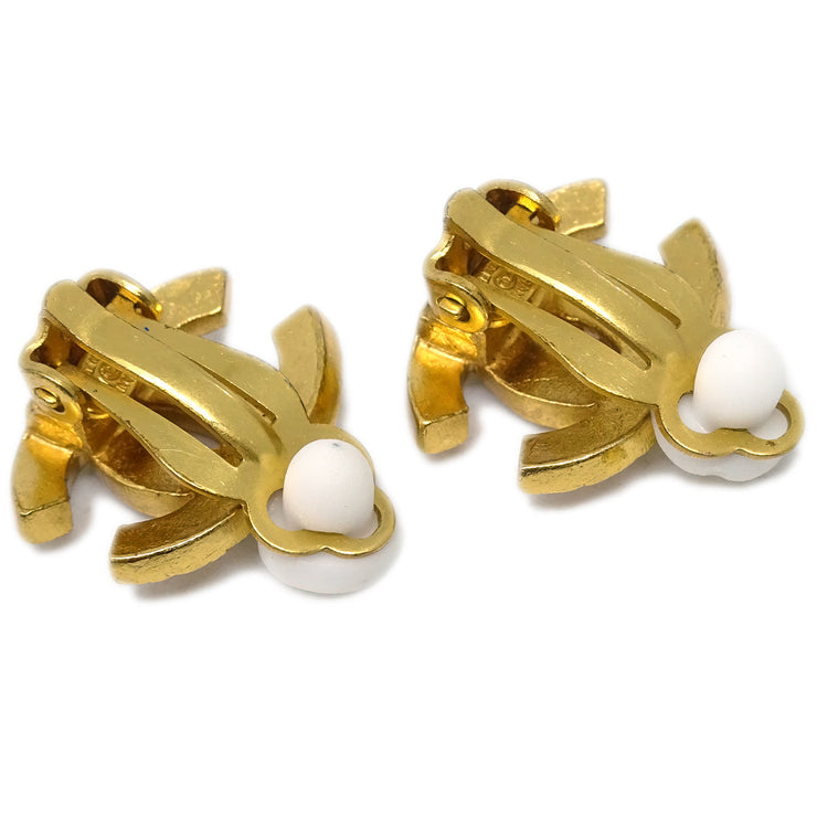 Chanel Gold CC Earrings Rhinestone Clip-On 02A