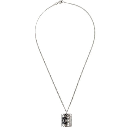 Chanel Cambon Ligne Chain Necklace Pendant Silver 05C