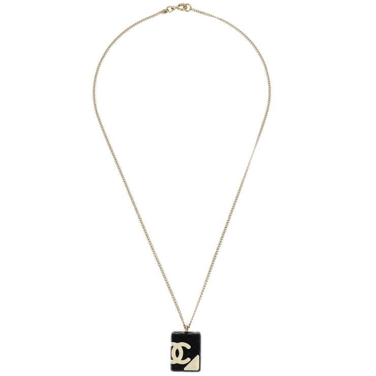 Chanel Cambon Ligne Chain Necklace Pendant Gold Black 05C