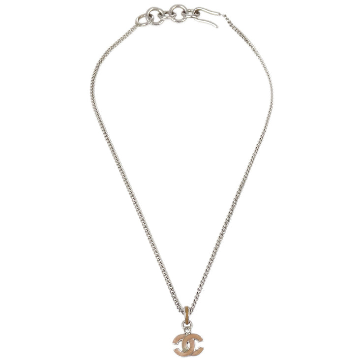 Chanel CC Chain Necklace Pendant Rhinestone Silver 04P