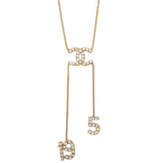 Chanel CC Chain Pendant Necklace Rhinestone Gold 01C