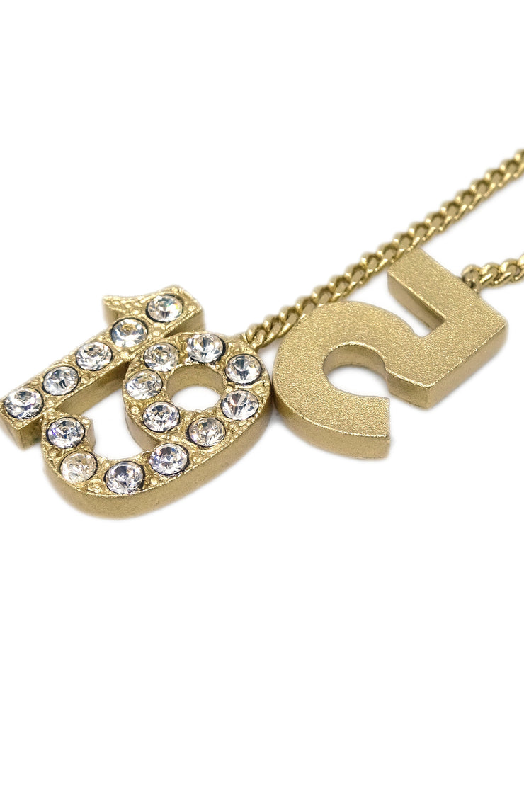 Chanel CC Chain Pendant Necklace Rhinestone Gold 01C