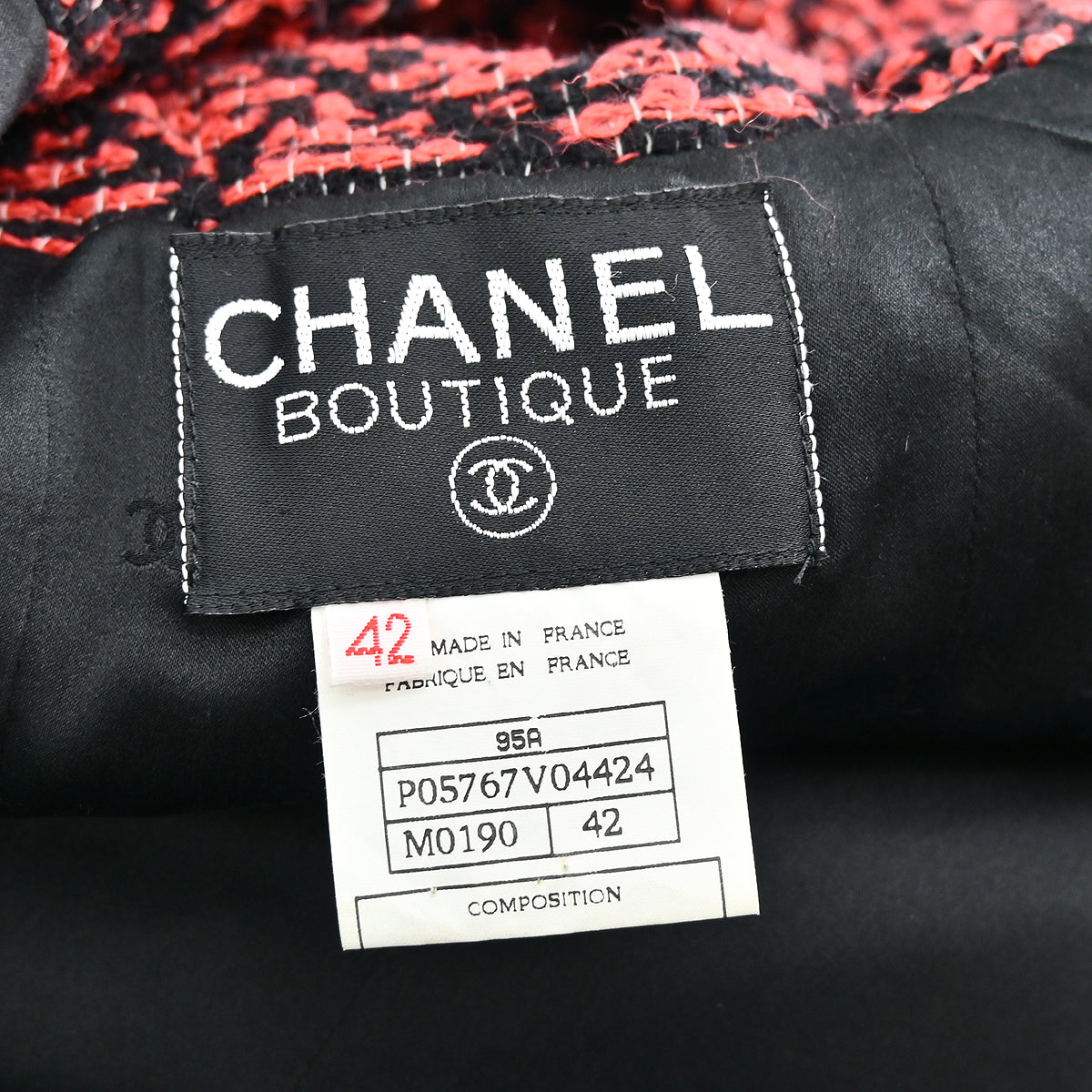 Chanel 1995 Single Breasted Jacket Red Black #42