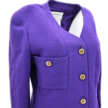 Chanel Setup Suit Jacket Skirt Purple 26 #40