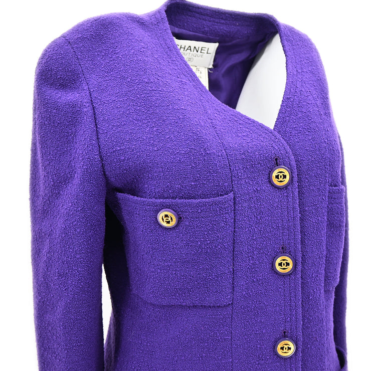 Chanel Setup Suit Jacket Skirt Purple 26 #40