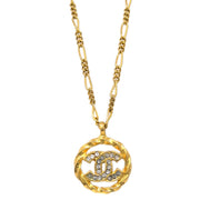 Chanel Pendant Necklace Rhinestone Gold 3438/1982