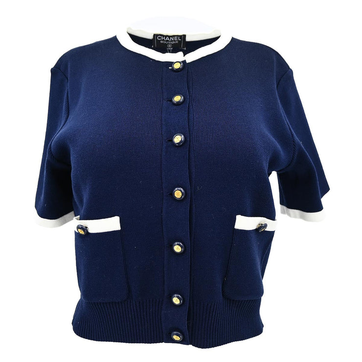 Chanel Short Sleeve Cardigan Navy