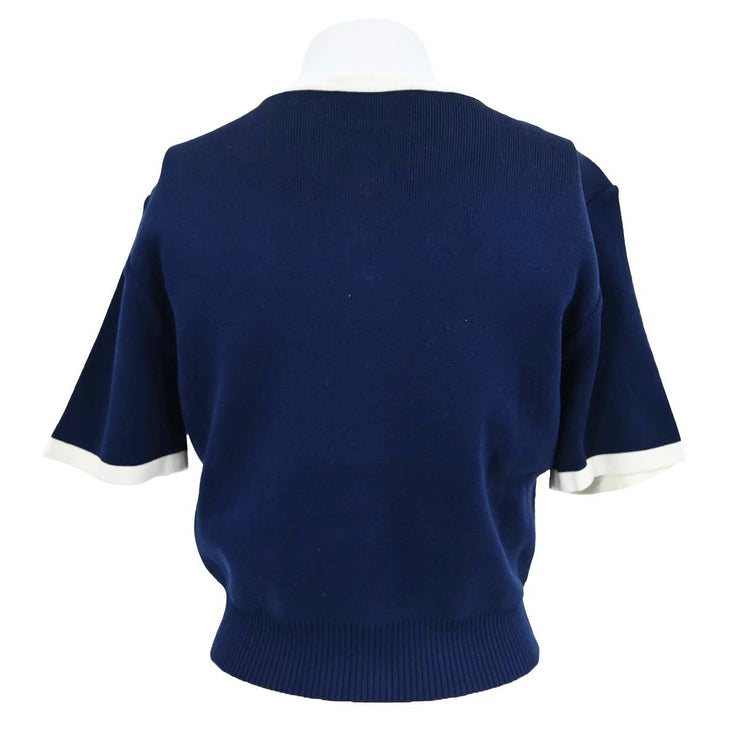 Chanel Short Sleeve Cardigan Navy