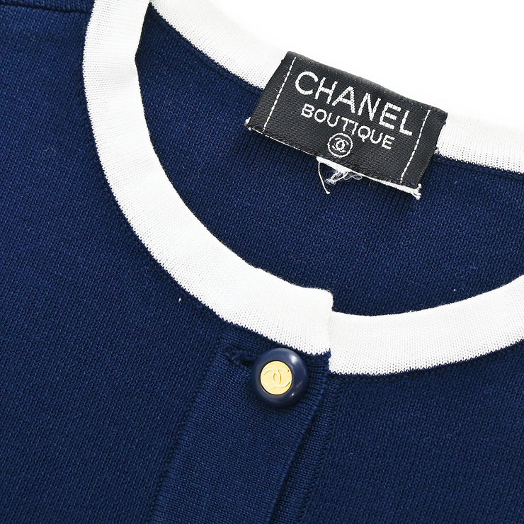 Chanel Short Sleeve Cardigan Navy