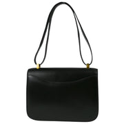 Hermes Black Box Calf Constance 23 Guilloche Shoulder Bag