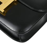 Hermes Black Box Calf Constance 23 Guilloche Shoulder Bag